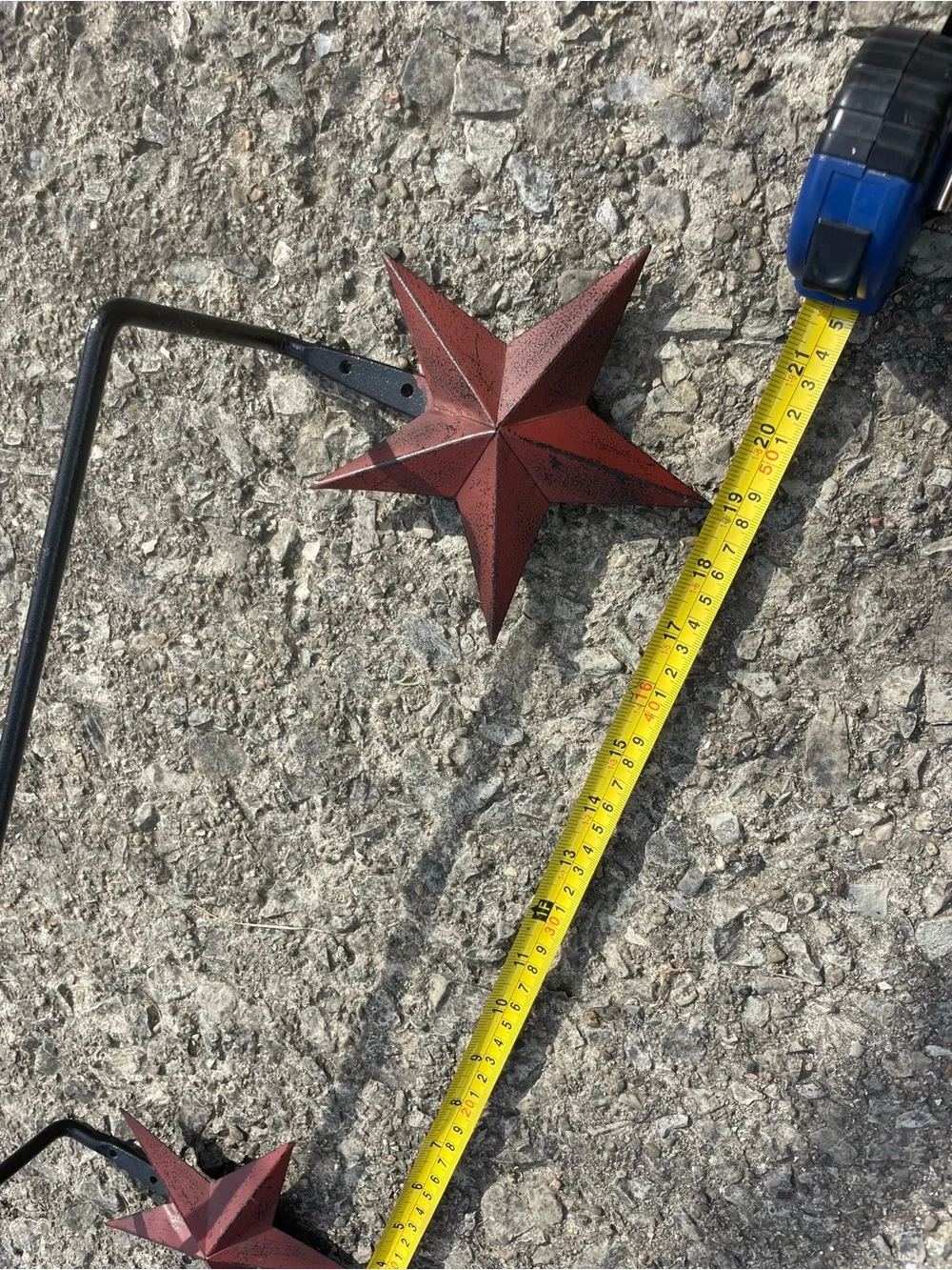 22” Primitive Wrought Iron and Burgundy Star Towel Bar
